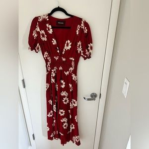 Red Floral Reformation Midi Dress